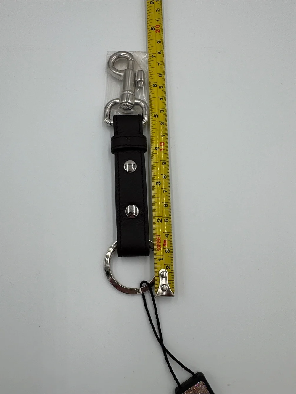 Dolce & Gabbana Dark Brown Leather Keychain with Silver Hardware NWT